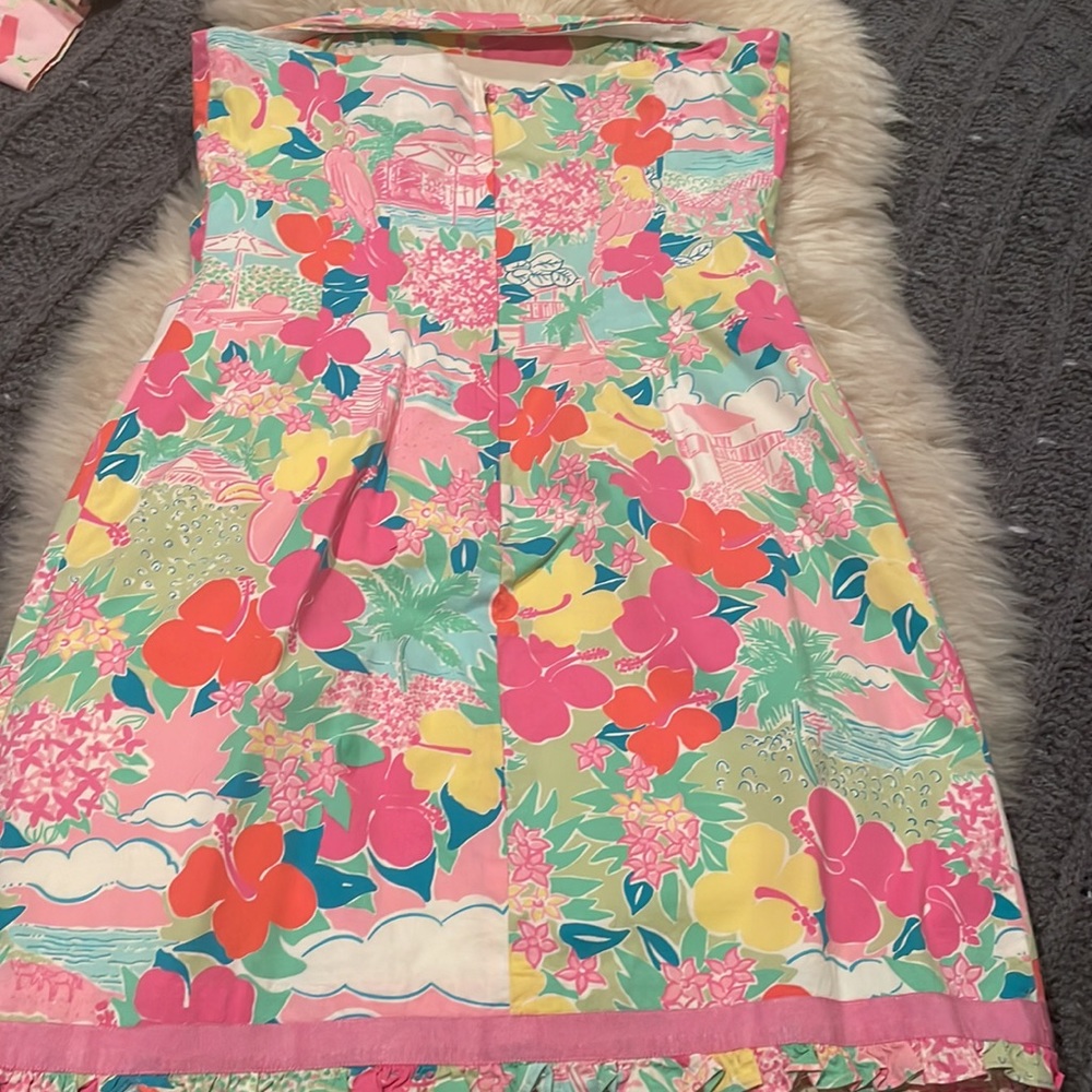 Lilly Pulitzer Strapless Floral Dress - Pink, Green, Blue - Picture 8 of 8
